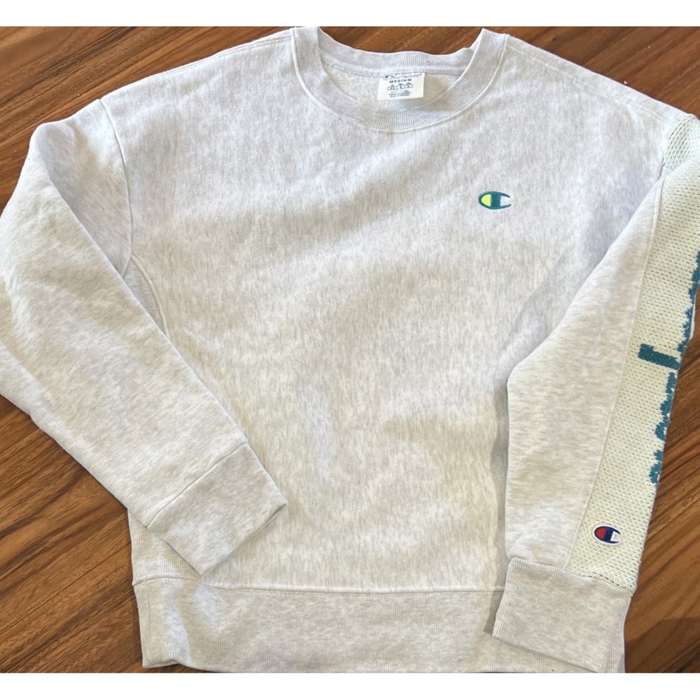 Champion Women's HeavyWeight Reverse Weave Sweatshirt Pullover Knit Spellout‎ M